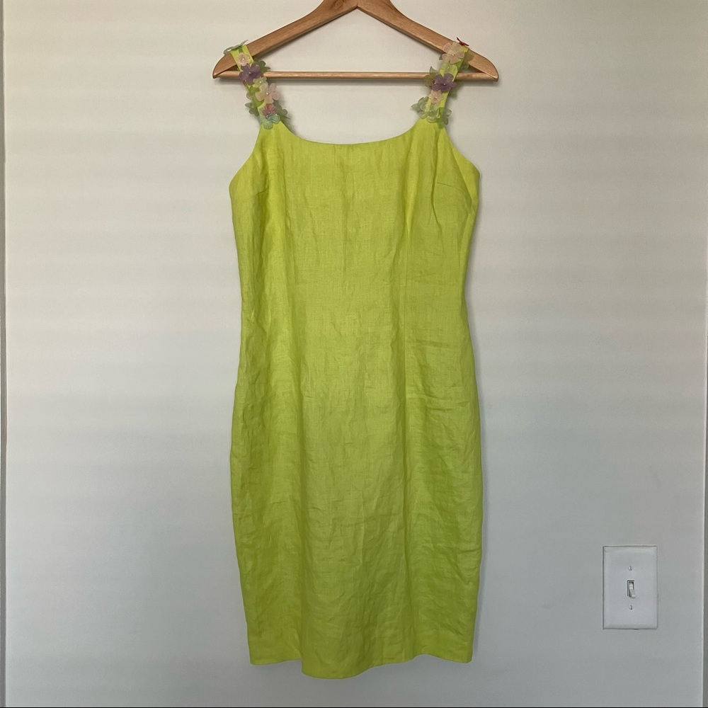 Vintage Althuser lime green dress with flower straps